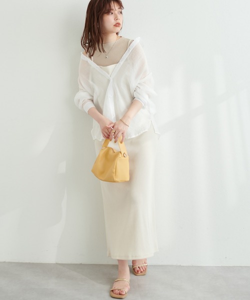 WEB限定カラー有り/コレ1着でコーデが決まる シアーシャツ×リブニットセット