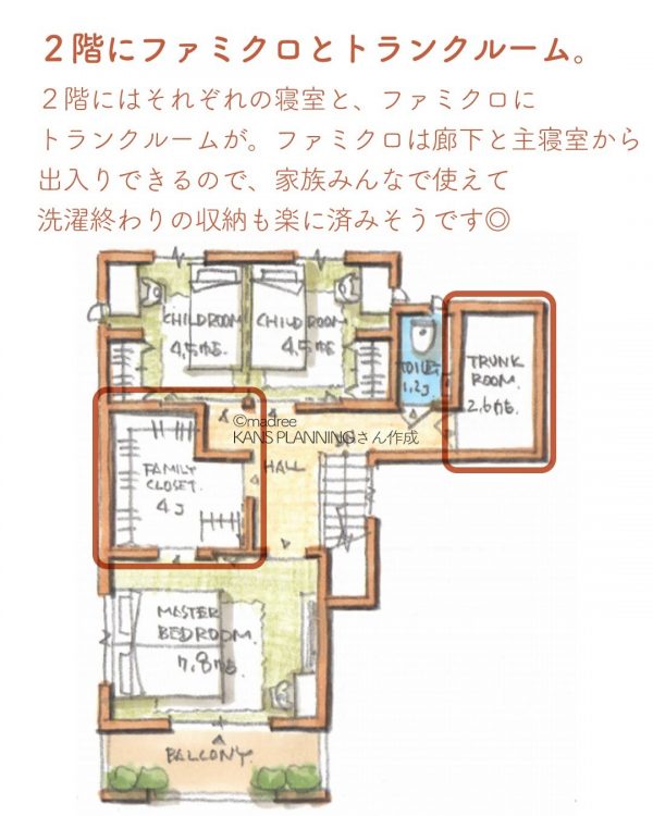 共働きに嬉しいスムーズな回遊動線の間取り。5