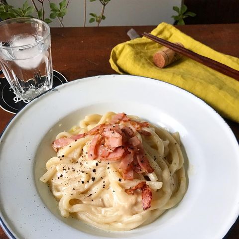 冷凍うどんで作るレモンクリームうどん