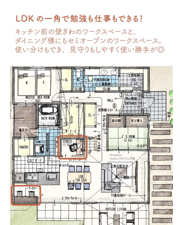 キッチンすぐに洗濯機！最短の家事動線が自慢の間取り4