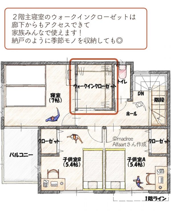 裏動線に生活感を隠してスッキリ空間を保てる間取り6