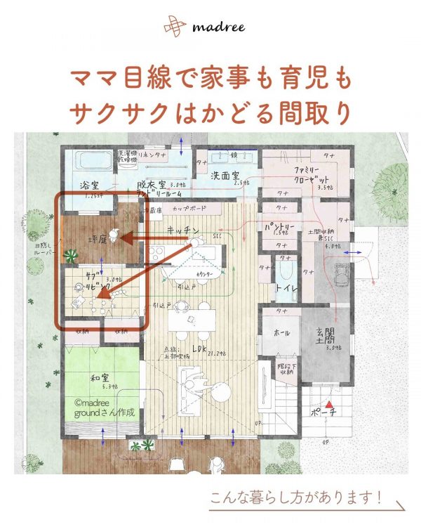 ママ目線で家事も育児もサクサクはかどる間取り