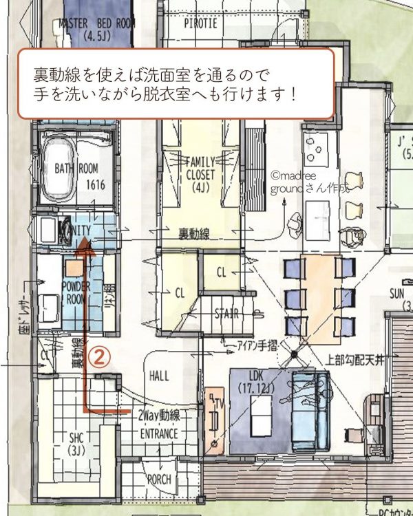 帰ったらすぐ温まれる！お風呂へ直行できるほぼ平屋3