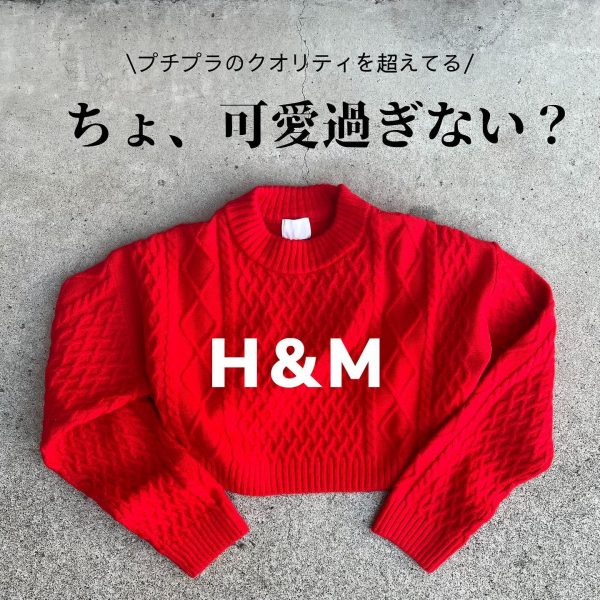 H&Mのクロップド丈のケーブルニット