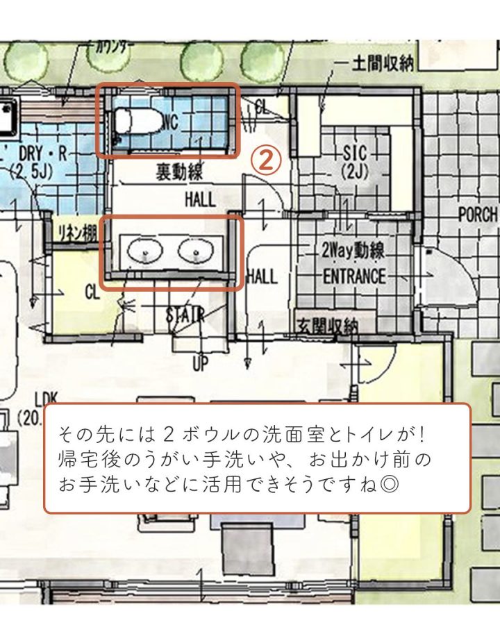 キッチンにつながる裏動線。複数の家事を効率良くこなせる家3